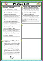 English Worksheet: Passive Test 