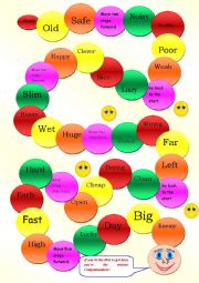 English Worksheet: Opposites Board Game