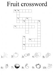 English Worksheet: Fruits crossword