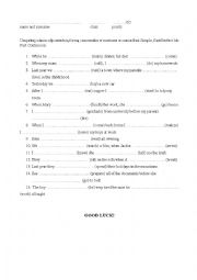 English Worksheet: short test on Past Tenses