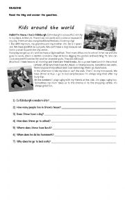 English Worksheet: Reading: children. Kids around the world. 