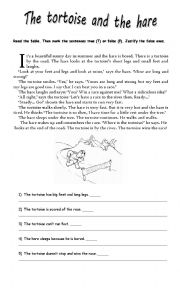 English Worksheet: Reading: The tortoise and the hare