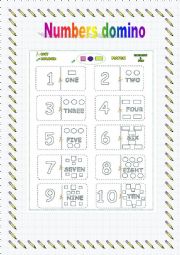 English Worksheet: Numbers domino