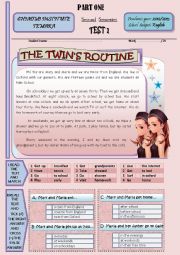 English Worksheet: THE TWINS ROUTINE (PART ONE)