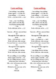 English Worksheet: lyrics of iam sailing by rod stewart