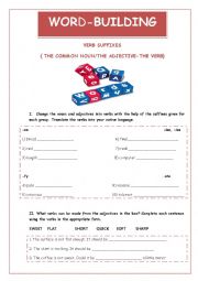 English Worksheet: VERB SUFFIXES