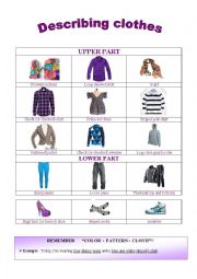 English Worksheet: describing clothes