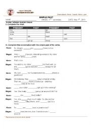 English Worksheet: simpla past