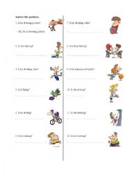 English Worksheet: present continuous/ yes no questions