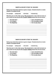 English Worksheet: Writing a Short Story - Tenses - Too - Enough Revision