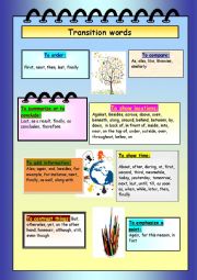 English Worksheet: Transition words