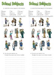 English Worksheet: School Subjects