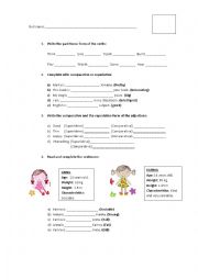 English Worksheet: Superlatives and comparatives adjectives