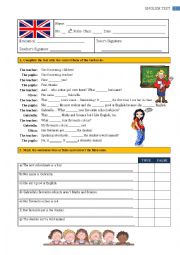 English Worksheet: Test - 6th Grade