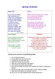 English Worksheet: Book Poems 2