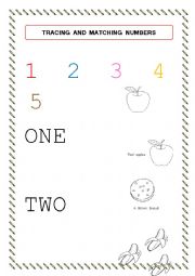 English Worksheet: Trace,count and colour