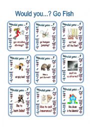 English Worksheet: Along Came Polly - Would You? Go Fish
