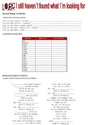 English Worksheet: Song: I still havent found what Im looking for ( by U2)