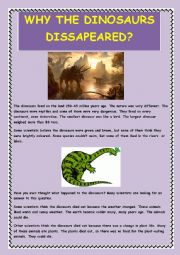 English Worksheet: Why dinosaurs dissapeared