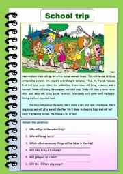 English Worksheet: School trip