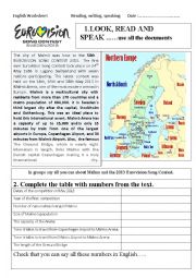 English Worksheet: The Eurovision Song Contest 2013
