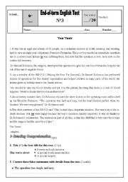 English Worksheet: 9th form test Tunisian program