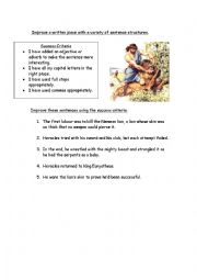 English Worksheet: Year 5 (UK) Inserting adjectives to make sentences exciting