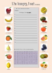 English Worksheet: fruits