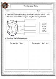 English Worksheet: taste