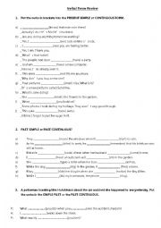 English Worksheet: VERBAS TENSES REVISION