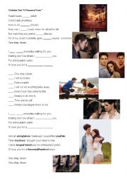 English Worksheet: A THOUSAND YEARS by Christina Perri