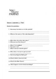 English Worksheet: How I Met Your Mother Worksheet - Season 1 Episode 1