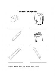 English Worksheet: School Supplies