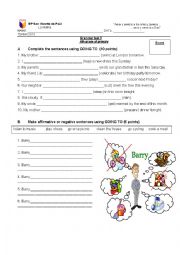 English Worksheet: BE GOING TO TEST