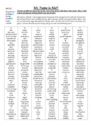 English Worksheet: My name is me!