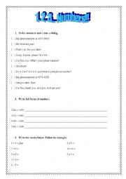 English Worksheet: Numbers