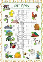 English Worksheet: On the Farm Crossword Puzzle