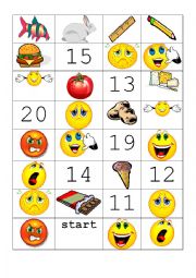 English Worksheet: Maze: Numbers, feelings, food