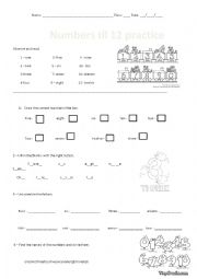 English Worksheet: numbers worksheet