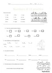 numbers worksheet