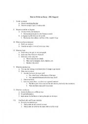 English Worksheet: Outline Form of How to Write an Essay in Simple Language