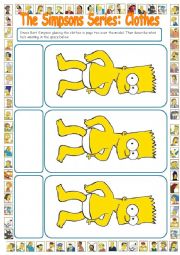 English Worksheet: The Simpsons Series: Clothes 1. Cut, Paste & Write