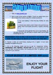 English Worksheet: WEBQUEST: BOOKING A FLIGHT ON THE NET