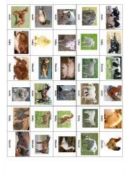 English Worksheet: Animals - memory game