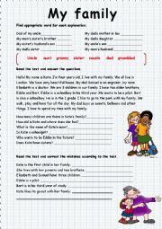 English Worksheet: My Family