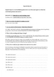 English Worksheet: Reported Speech