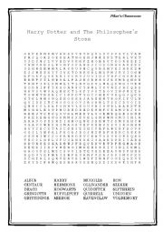 English Worksheet: Wordsearch: Harry Potter and The Philosophers Stone