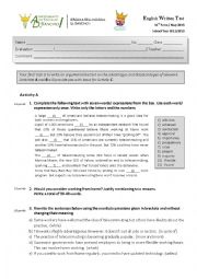 English Worksheet: Written test about Telework/Telecommuting