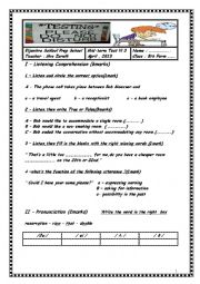 English Worksheet: mid-term test N: 3(8th forms)