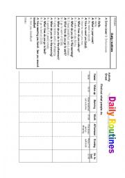 English Worksheet: Daily routines